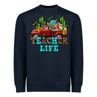Navy teacher life western truck and books Heavyweight Sweatshirt - AdoDesignShop
