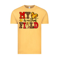Vintage Mustard my heart is on that field softball Vintage Tee - AdoDesignShop