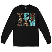 Black western sunflowers turquoise leopard yee haw Long Sleeve Tee - BarkalooDesign