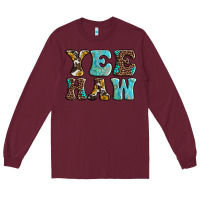 Burgundy western sunflowers turquoise leopard yee haw Long Sleeve Tee - BarkalooDesign