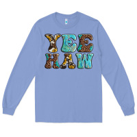 Western Sunflowers Turquoise Leopard Yee Haw Long Sleeve Tee | Teevron
