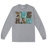 Heather Grey western sunflowers turquoise leopard yee haw Long Sleeve Tee - BarkalooDesign