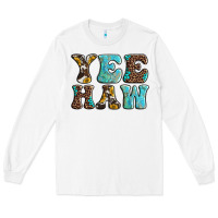 White western sunflowers turquoise leopard yee haw Long Sleeve Tee - BarkalooDesign