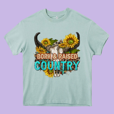 Born And Raised Country Tbw Heavy Core Tee Designed By Texasbilliewilder