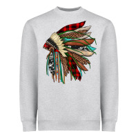 Heather Grey christmas indian headdress Heavyweight Sweatshirt - JahusDesignShop