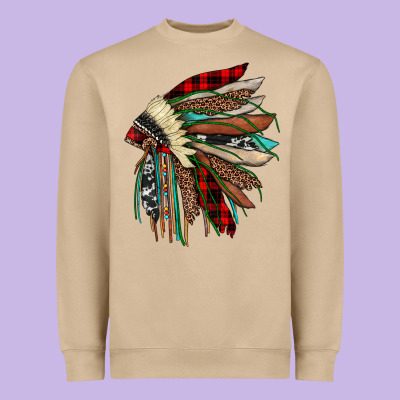 Christmas Indian Headdress Heavyweight Sweatshirt Designed By Jahusdesignshop