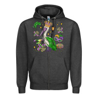 Charcoal Heather mardi gras pelican Zipper Hoodie - MaliasSmallBusiness