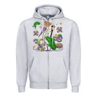 Heather Grey mardi gras pelican Zipper Hoodie - MaliasSmallBusiness