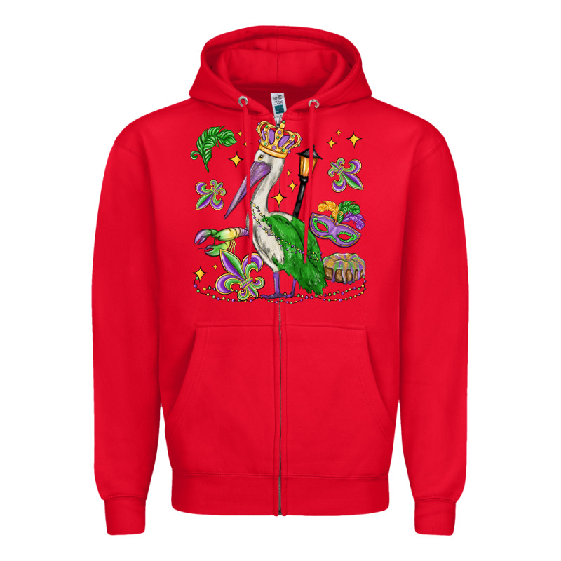 Mardi Gras Pelican Zipper Hoodie by MaliasSmallBusiness | Teevron