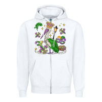 White mardi gras pelican Zipper Hoodie - MaliasSmallBusiness