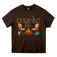 Chocolate Brown camping life Heavy Core Tee - texasbilliewilder