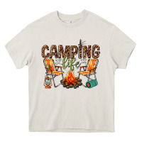 Cream camping life Heavy Core Tee - texasbilliewilder