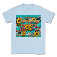 Dusty Blue world's best mom sunflower leopard cowhide Classic Tee - Artiststas