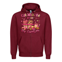Burgundy calorias de amor no cuentan mexican valentines day Zipper Hoodie - MaliasSmallBusiness