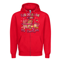 Red calorias de amor no cuentan mexican valentines day Zipper Hoodie - MaliasSmallBusiness