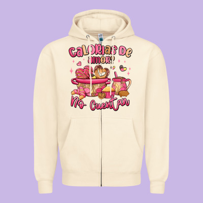 Calorias De Amor No Cuentan Mexican Valentines Day Zipper Hoodie Designed By Maliassmallbusiness