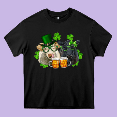 Heavy Core Tee St. Patrick's Day Charolais And Black Angus Cows