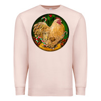 Pale Pink cochin rooster christmas Premium Sweatshirt - LillyAllenDesigns