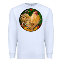 White cochin rooster christmas Premium Sweatshirt - LillyAllenDesigns