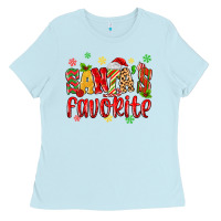 Baby Blue santa's favorite Ladies Tee - MaliasSmallBusiness
