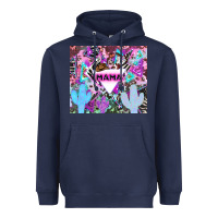 Navy mama cowboy western animal pattern neon Heavyweight Hoodie - LillyAllenDesigns