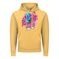 Vintage Mustard cancer ribbon pink converse and flowers Vintage Hoodie - AdoDesignShop