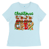 Baby Blue christmas crew  deer Ladies Tee - MaliasSmallBusiness