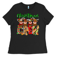 Black christmas crew  deer Ladies Tee - MaliasSmallBusiness