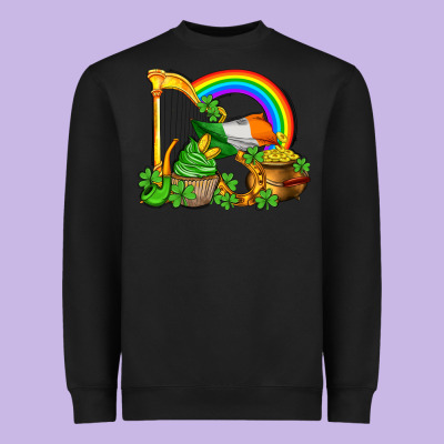 St Patricks Day  Rainbow Shamrocks Heavyweight Sweatshirt Designed By Adodesignshop
