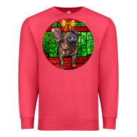 Cardinal christmas pig Premium Sweatshirt - LillyAllenDesigns