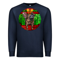 Navy christmas pig Premium Sweatshirt - LillyAllenDesigns