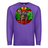 Purple christmas pig Premium Sweatshirt - LillyAllenDesigns