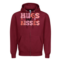 Burgundy hugs and kisses Zipper Hoodie - MaliasSmallBusiness