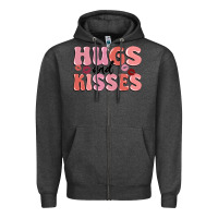 Charcoal Heather hugs and kisses Zipper Hoodie - MaliasSmallBusiness