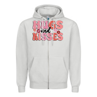 Dove Grey hugs and kisses Zipper Hoodie - MaliasSmallBusiness