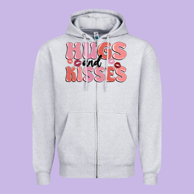 Hugs And Kisses Zipper Hoodie Designed By Maliassmallbusiness