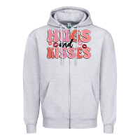 Heather Grey hugs and kisses Zipper Hoodie - MaliasSmallBusiness
