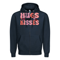 Navy hugs and kisses Zipper Hoodie - MaliasSmallBusiness