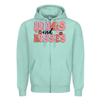 Seafoam hugs and kisses Zipper Hoodie - MaliasSmallBusiness