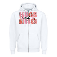 White hugs and kisses Zipper Hoodie - MaliasSmallBusiness
