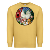 Antique Gold leghorn rooster christmas ornament Premium Sweatshirt - LillyAllenDesigns