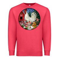 Cardinal leghorn rooster christmas ornament Premium Sweatshirt - LillyAllenDesigns