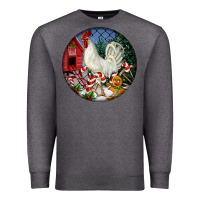 Charcoal Heather leghorn rooster christmas ornament Premium Sweatshirt - LillyAllenDesigns