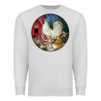 Dove Grey leghorn rooster christmas ornament Premium Sweatshirt - LillyAllenDesigns