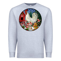 Heather Grey leghorn rooster christmas ornament Premium Sweatshirt - LillyAllenDesigns