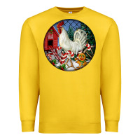 Lemon leghorn rooster christmas ornament Premium Sweatshirt - LillyAllenDesigns