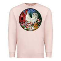 Pale Pink leghorn rooster christmas ornament Premium Sweatshirt - LillyAllenDesigns