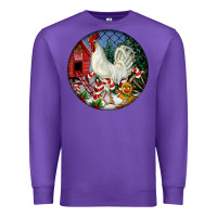 Purple leghorn rooster christmas ornament Premium Sweatshirt - LillyAllenDesigns