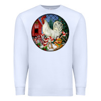 White leghorn rooster christmas ornament Premium Sweatshirt - LillyAllenDesigns