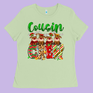 Cousin Crew Christmas Deer Ladies Tee Designed By Maliassmallbusiness